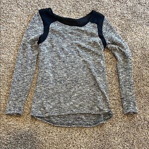 Women's Navy Mixed Media Long Sleeve Top